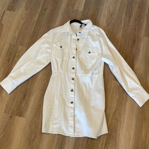 New white denim dress size l